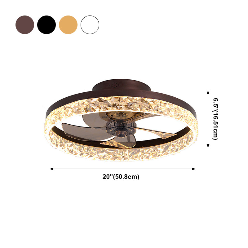 Modern Concise LED Ceiling Light Lacquered Iron Circular Ceiling Fans with Acrylic Shade