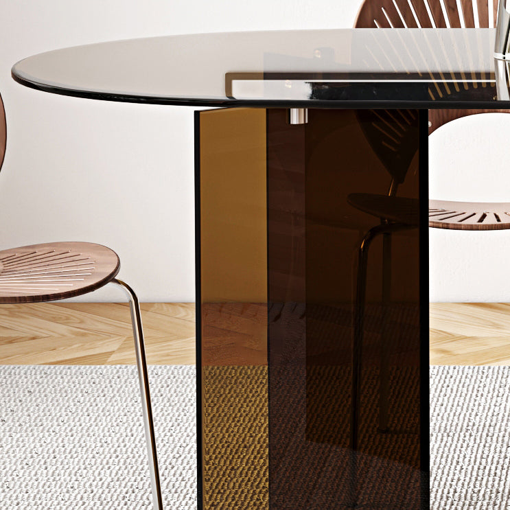 Mesa de comedor de vidrio templado de estilo contemporáneo Table de forma gratuita de base de pedestal