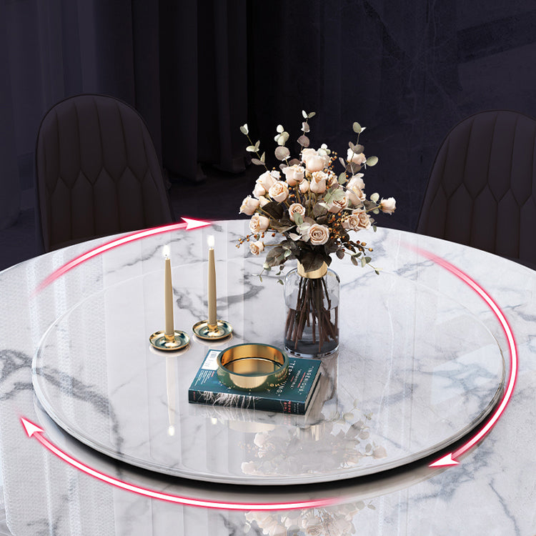 Marble Dining Table Contemporary Style Single Pedestal Base Table for Dining Room