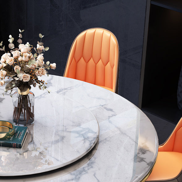 Marble Dining Table Contemporary Style Single Pedestal Base Table for Dining Room