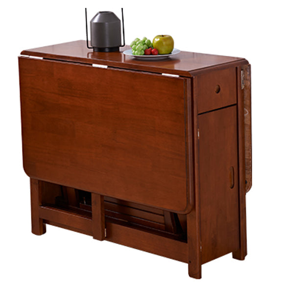 51'' Foldable Rubber Wood Table Medieval Modern Rectangle Table with Storage (only table)