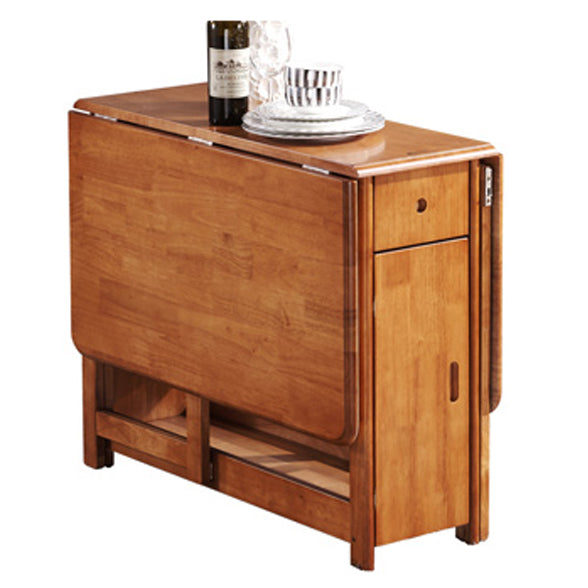51'' Foldable Rubber Wood Table Medieval Modern Rectangle Table with Storage (only table)