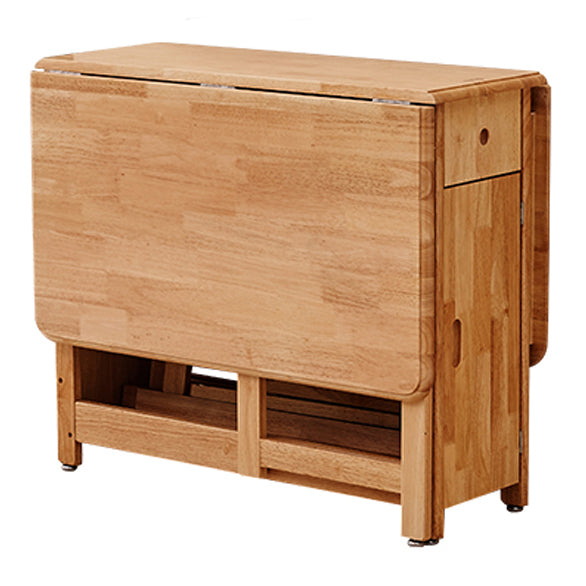 51'' Foldable Rubber Wood Table Medieval Modern Rectangle Table with Storage (only table)