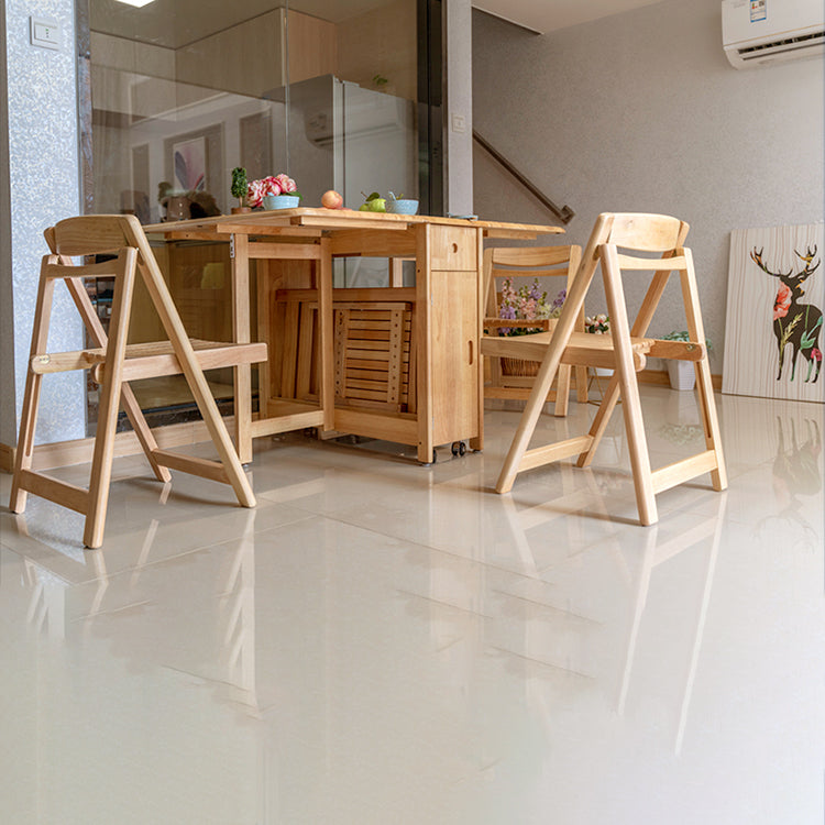 51'' Foldable Rubber Wood Table Medieval Modern Rectangle Table with Storage (only table)