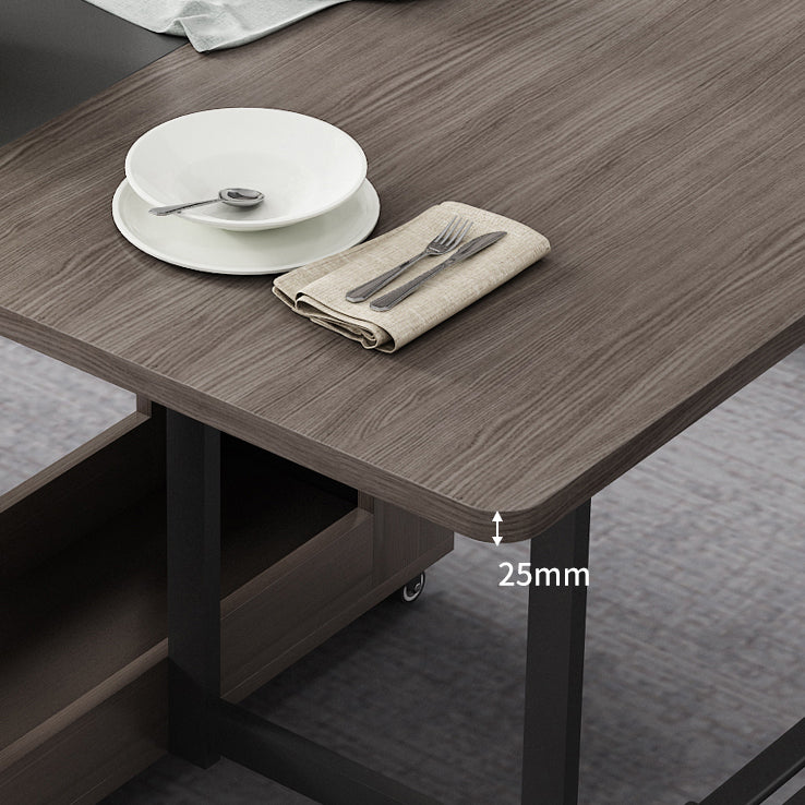 Foldable Rectangle Wooden Table Medieval Modern Table with Storage Trestle Base