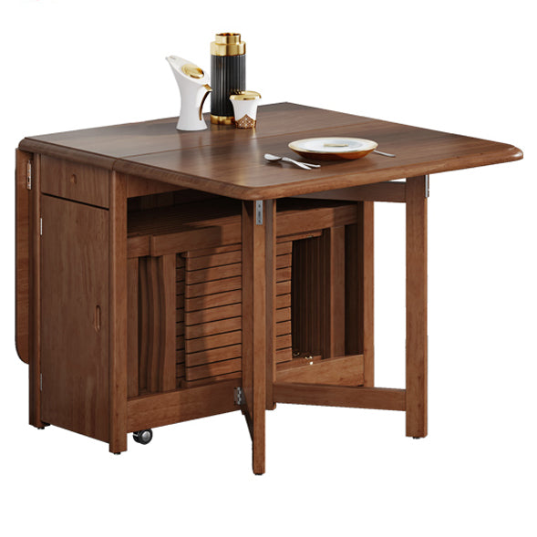 Mid-Century Modern Dining Table Rubberwood Drop-Leaf Dining Table(only table)