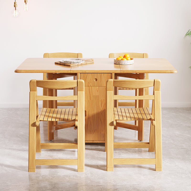 Mid-Century Modern Dining Table Rubberwood Drop-Leaf Dining Table(only table)
