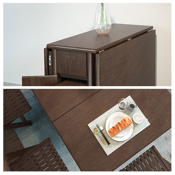 Mid-Century Modern Esstisch Brauner Klapp-Esstisch aus massivem Holz (nur Tisch)