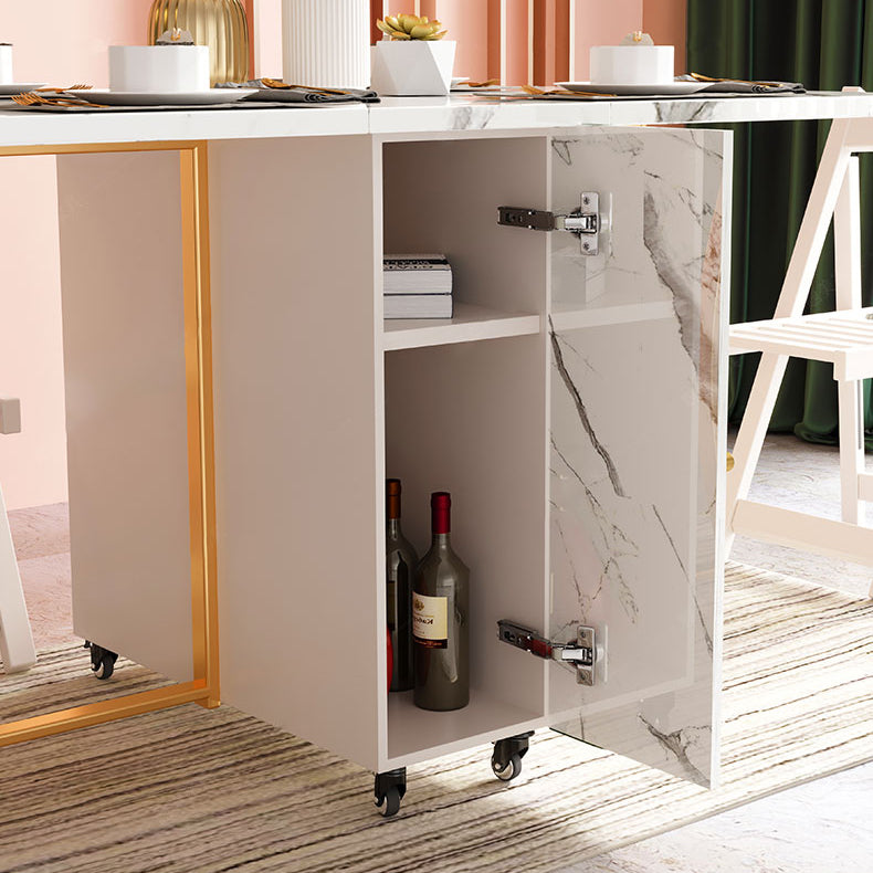 Mesa de comedor de piedra sinterizada de 59 '' de ancho Mesa Oval plegable moderna con base de caballete