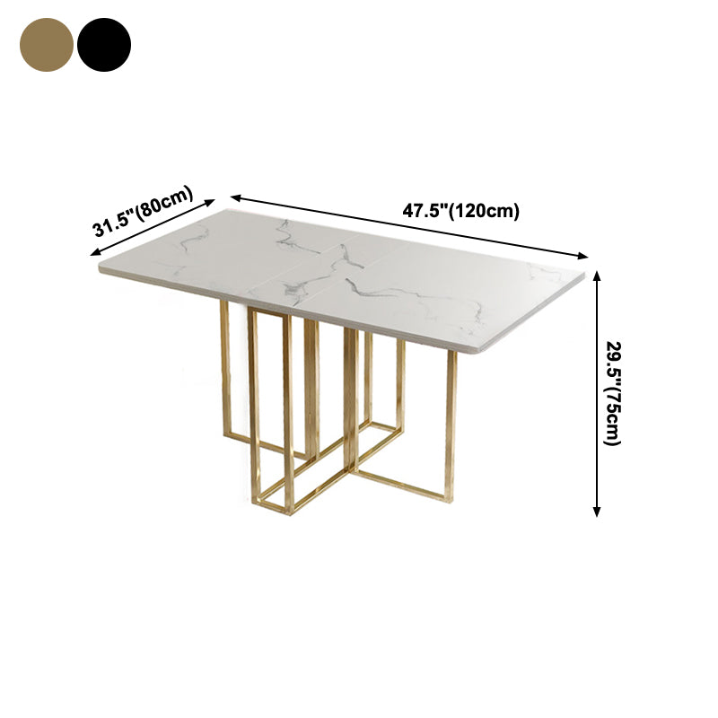Mesa de comedor de mármol con faux contemporáneo Mesa de rectángulo de base para el hogar para el hogar