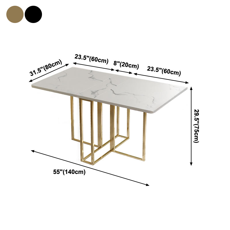 Mesa de comedor de mármol con faux contemporáneo Mesa de rectángulo de base para el hogar para el hogar