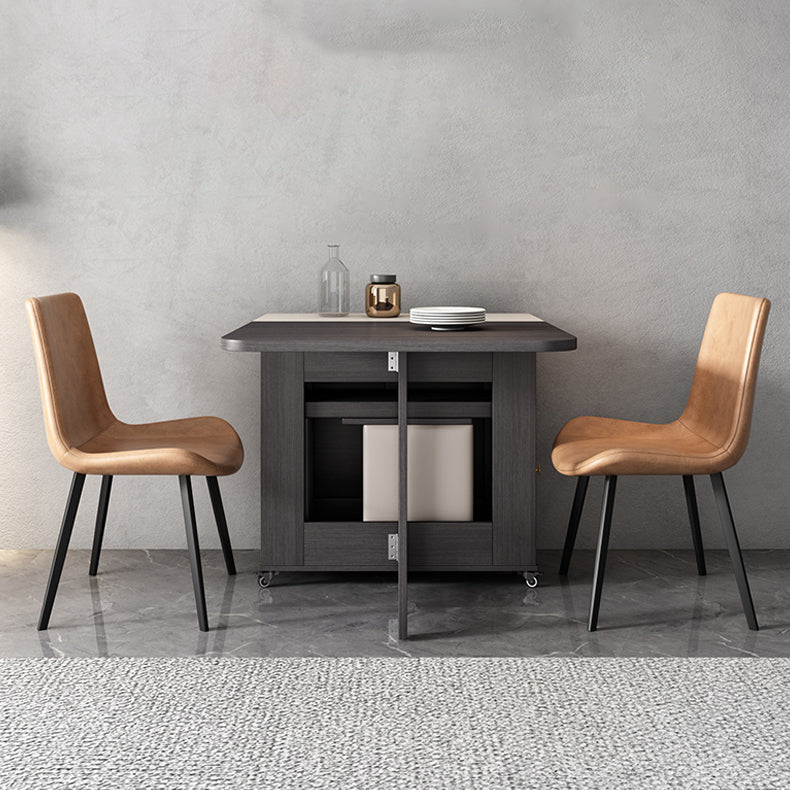 Mid-Century Modern Dining Room Table Drop-Leaf Table with Ash Solid Wood Base,59"L x 29.1"H