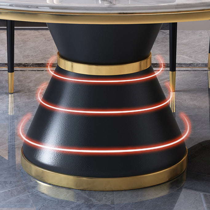 Marble Dining Table Luxury Style Single Pedestal Base Round Scratch Resistant Table for Home