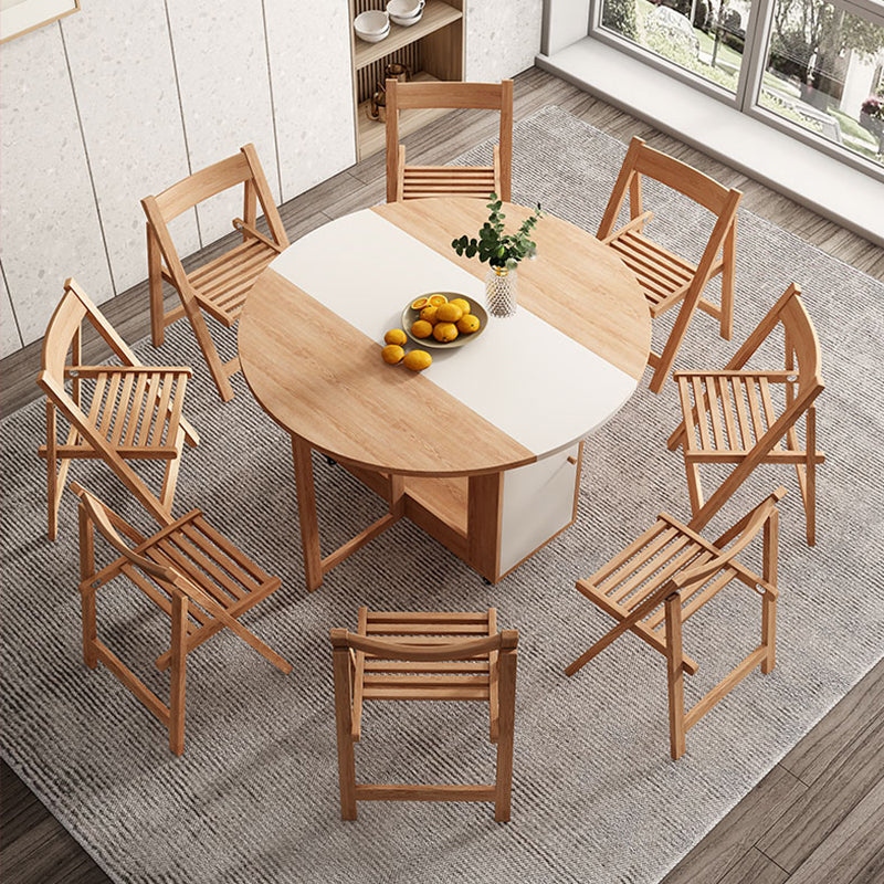 Round Mid-Century Modern Dining Table Drop-Leaf Table,47.2"L x 47.2"L x 29.1"H