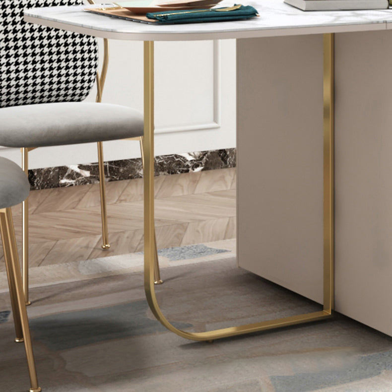 Moderne stijl rechthoekige 63 "eettafel Gesinterde stenen eettafel met druppelblad voor thuis