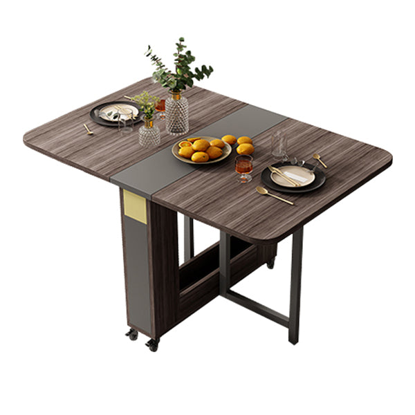 Foldable Artificial Rectangle Wooden Table Extendable Table with Storage(only table)