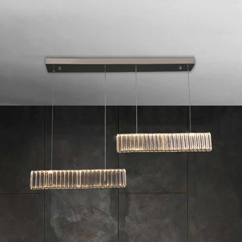 Contemporary LED Linear Ceiling Lamp Fixtures Crystal Gold Island Pendant