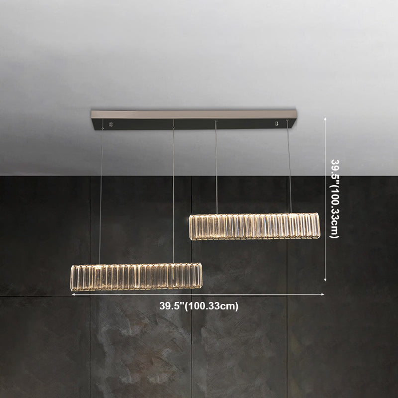 Contemporary LED Linear Ceiling Lamp Fixtures Crystal Gold Island Pendant