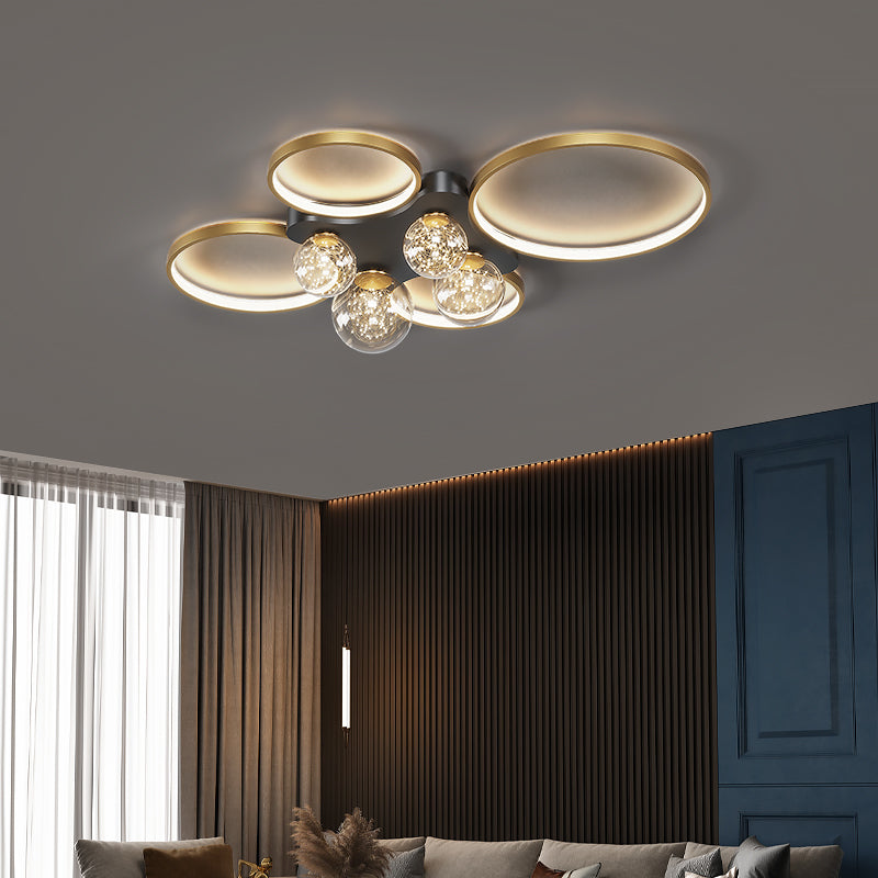 Simplicity LED Flush Mount Light Modern Clear Glass Shade Ceiling Lamp for Bedroom
