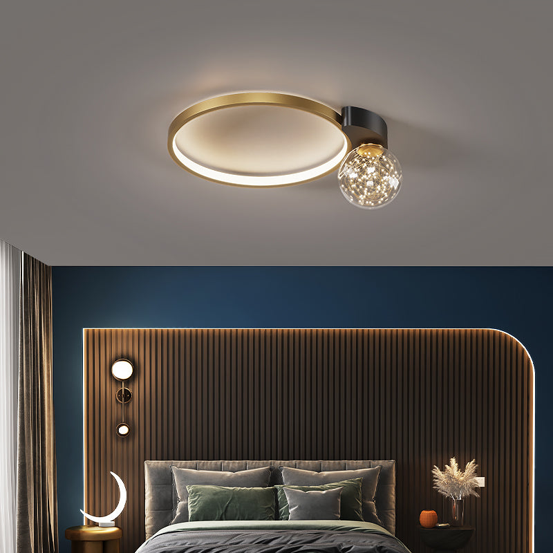 Simplicity LED Flush Mount Light Modern Clear Glass Shade Ceiling Lamp for Bedroom