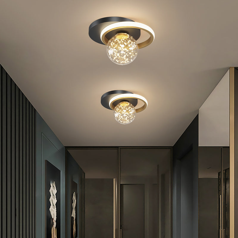 Simplicity LED Flush Mount Light Modern Clear Glass Shade Ceiling Lamp for Bedroom
