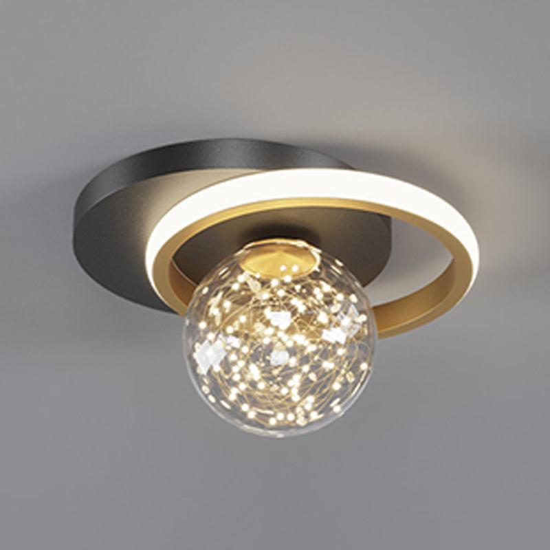 Simplicity LED Flush Mount Light Modern Clear Glass Shade Ceiling Lamp for Bedroom