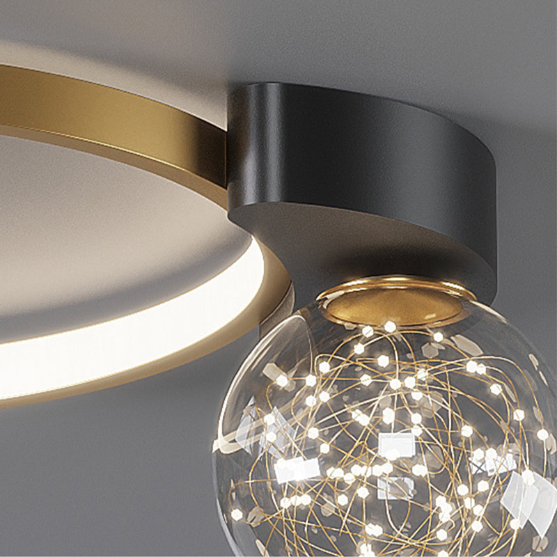 Simplicity LED Flush Mount Light Modern Clear Glass Shade Ceiling Lamp for Bedroom