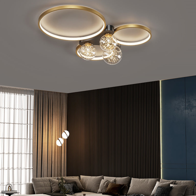 Simplicity LED Flush Mount Light Modern Clear Glass Shade Ceiling Lamp for Bedroom