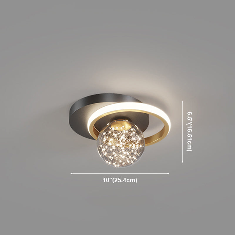 Simplicity LED Flush Mount Light Modern Clear Glass Shade Ceiling Lamp for Bedroom