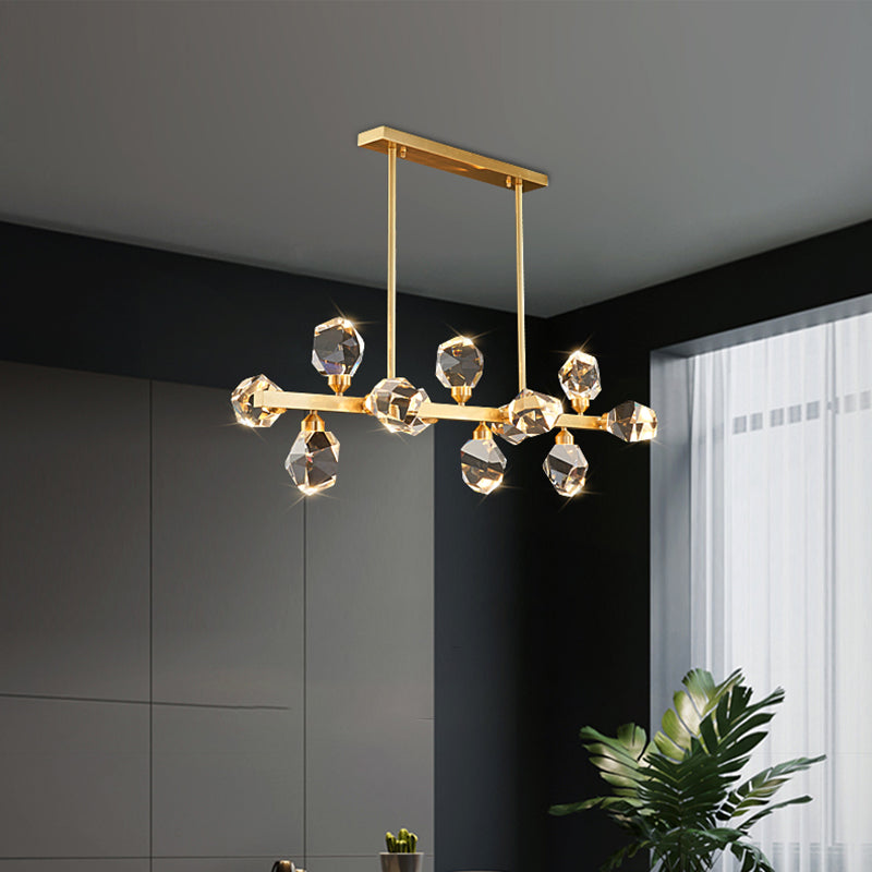 Multi-Light Island Lighting Modern Style Geometric Shape Crystal Hanging Lights