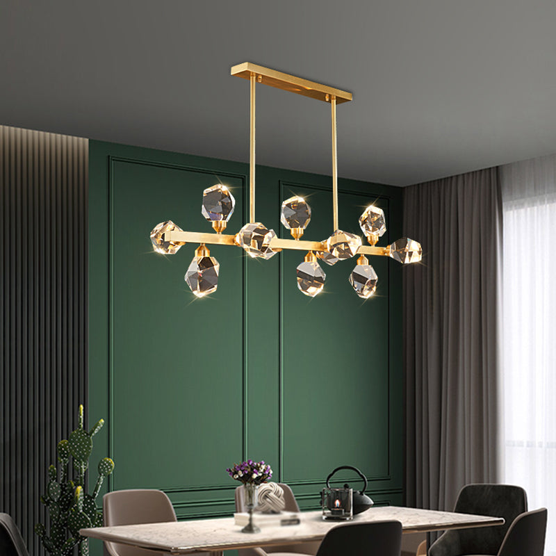 Multi-Light Island Lighting Modern Style Geometric Shape Crystal Hanging Lights