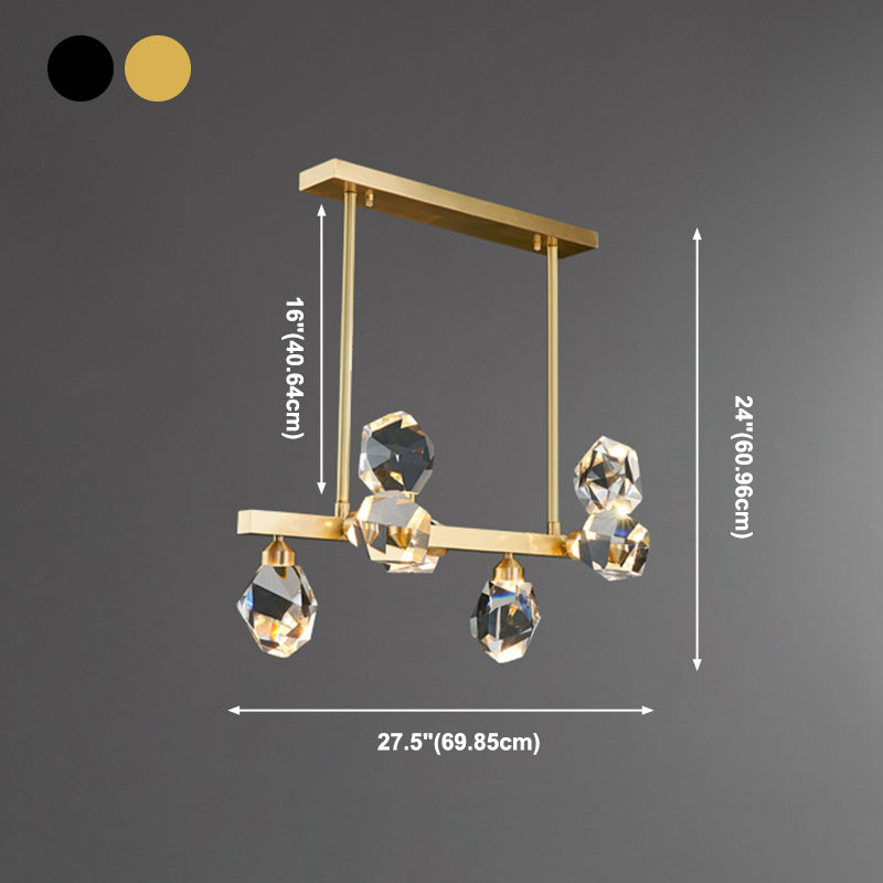 Multi-Light Island Lighting Modern Style Geometric Shape Crystal Hanging Lights