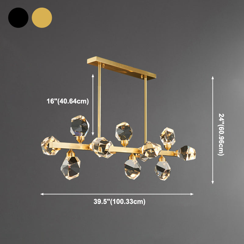 Multi-Light Island Lighting Modern Style Geometric Shape Crystal Hanging Lights