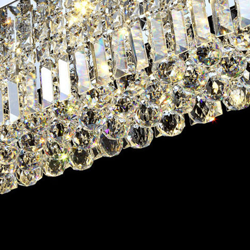 Modern Dining Chandelier Pendant Rectangle Crystal Hanging Lamp for Kitchen Dining Room