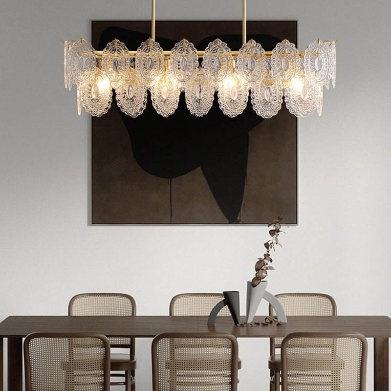 Modern Glass Island Chandelier Lights Minimalism Living Room Suspension Light