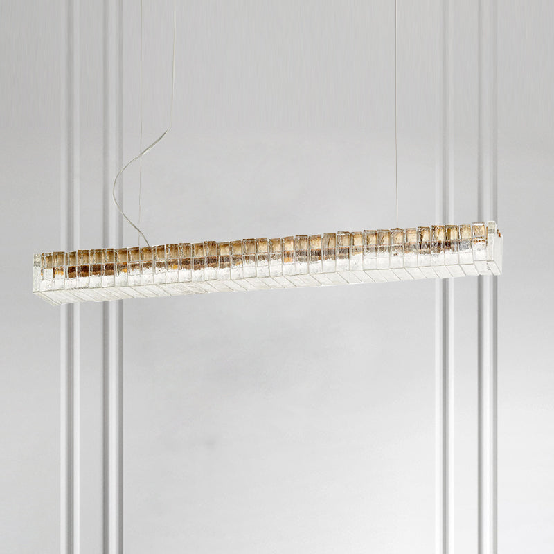 Modern Dining Chandelier Pendant Kitchen Dining Room Long Strip Crystal Hanging Lamp