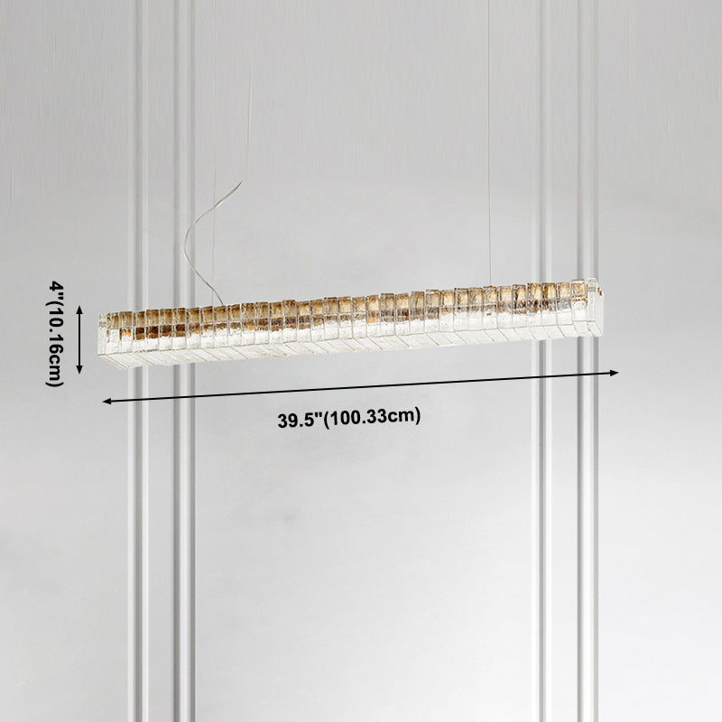 Modern Dining Chandelier Pendant Kitchen Dining Room Long Strip Crystal Hanging Lamp