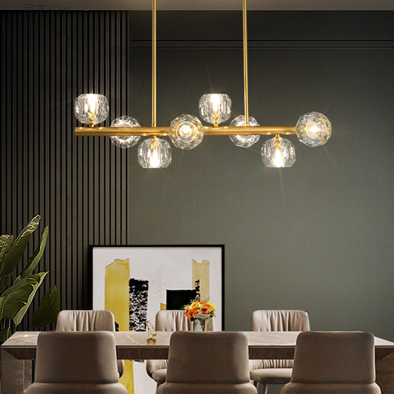 Globe Crystal Island Lighting Fixture Modern Elegant Ceiling Pendant Light for Dining Room