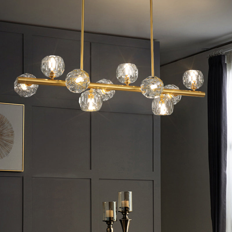 Globe Crystal Island Lighting Fixture Modern Elegant Ceiling Pendant Light for Dining Room