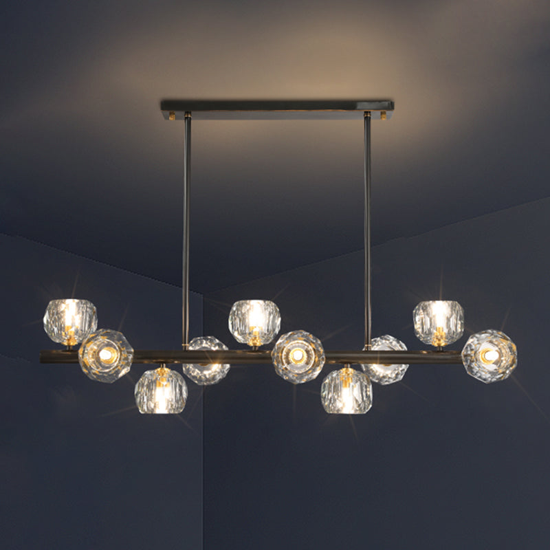 Globe Crystal Island Lighting Fixture Modern Elegant Ceiling Pendant Light for Dining Room