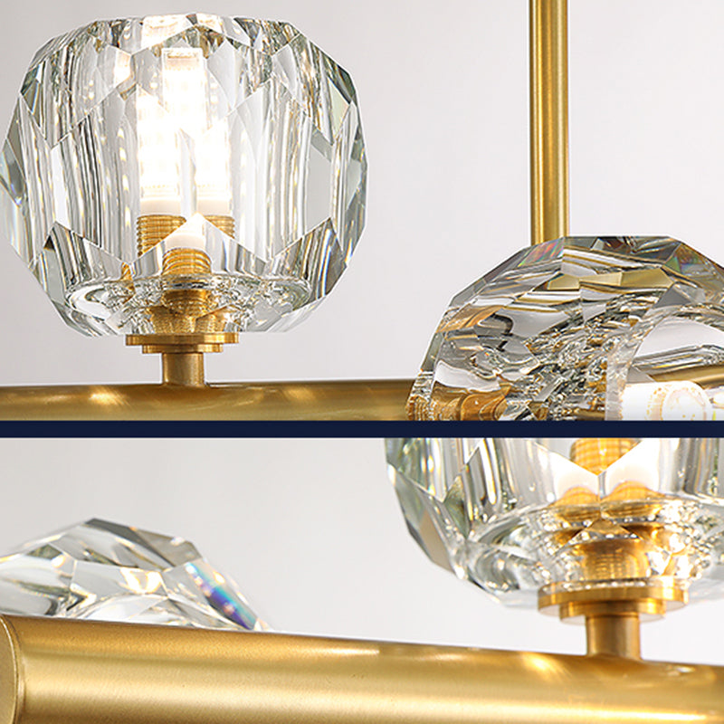 Globe Crystal Island Lighting Fixture Modern Elegant Ceiling Pendant Light for Dining Room