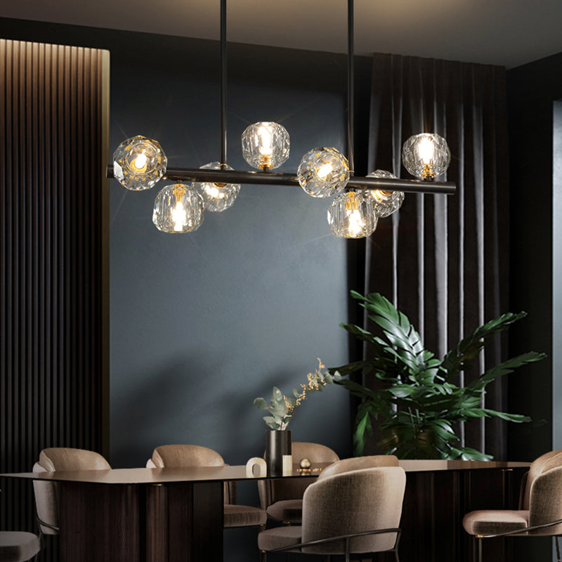 Globe Crystal Island Lighting Fixture Modern Elegant Ceiling Pendant Light for Dining Room