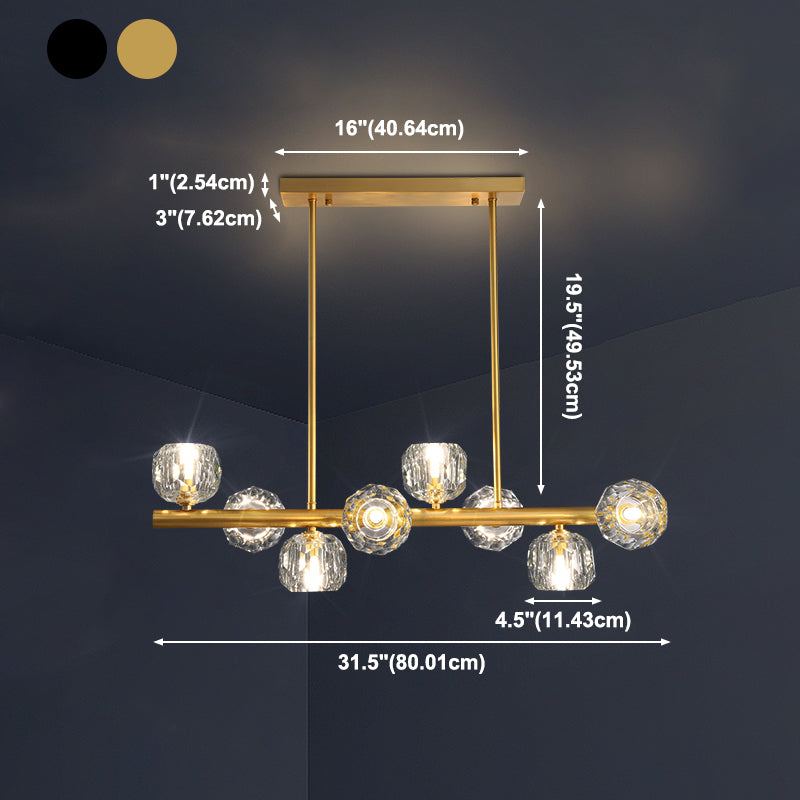 Globe Crystal Island Lighting Fixture Modern Elegant Ceiling Pendant Light for Dining Room