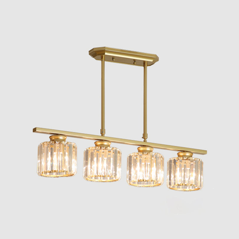 Modern Simple Island Pendant Cylinder Crystal Shade Island Light for Restaurant