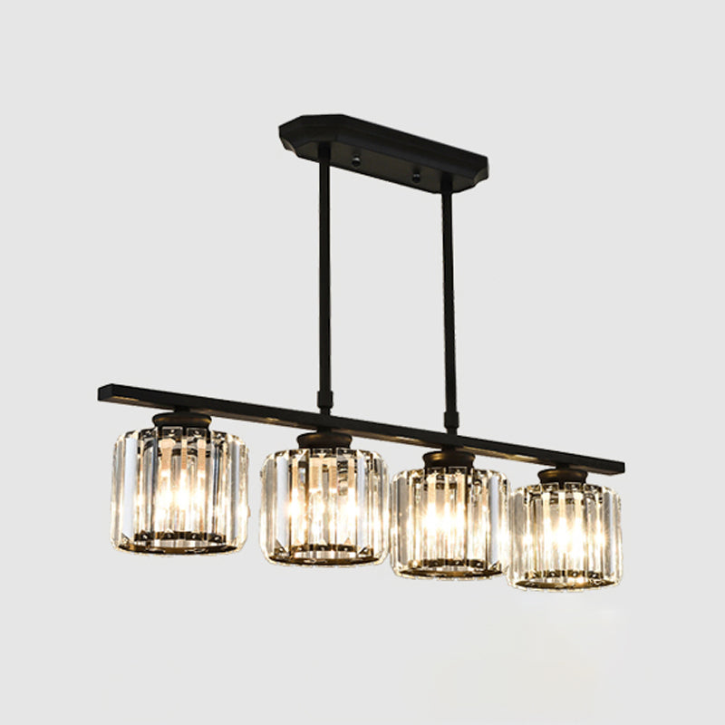 Modern Simple Island Pendant Cylinder Crystal Shade Island Light for Restaurant