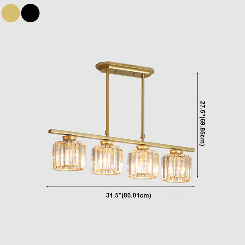 Modern Simple Island Pendant Cylinder Crystal Shade Island Light for Restaurant