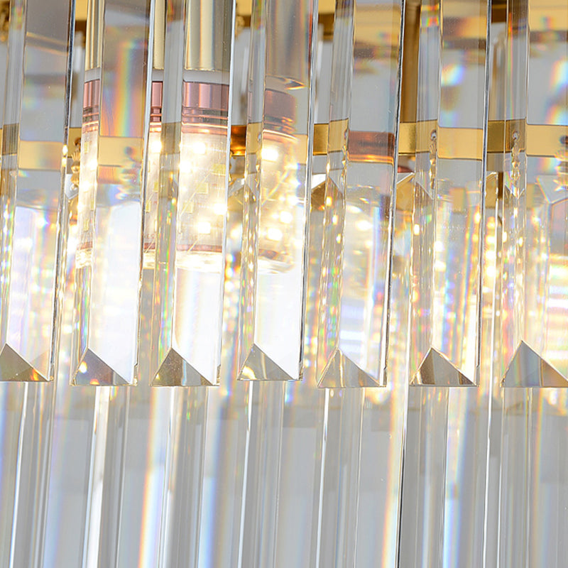 Contemporary Rectangle Ceiling Lamp Fixtures Crystal Prisms Island Pendant