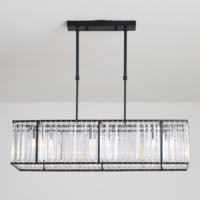 Modern Rectangle Shade Island Pendant Crystal Island Lights for Restaurant
