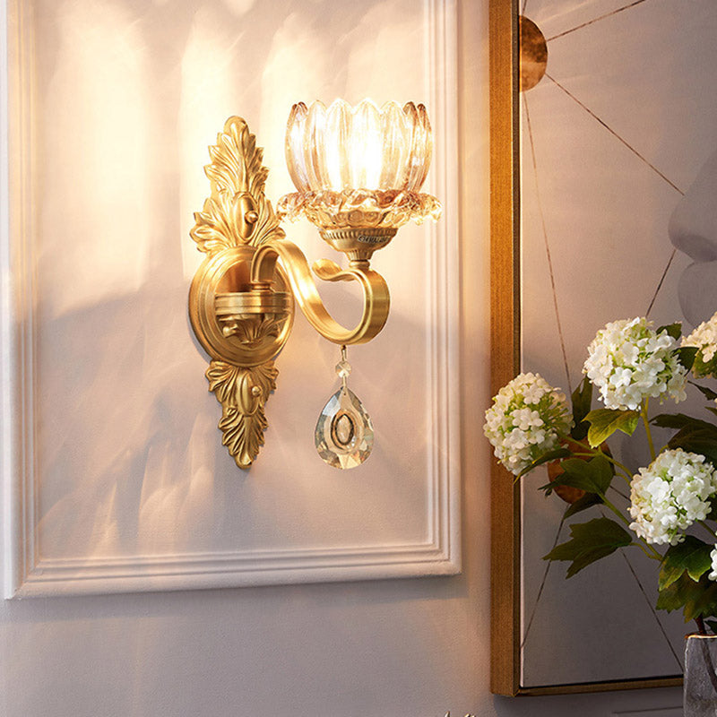 Modern Wall Sconce Household Wall Fixture with Crystal Shade for Bedroom Sitting Room