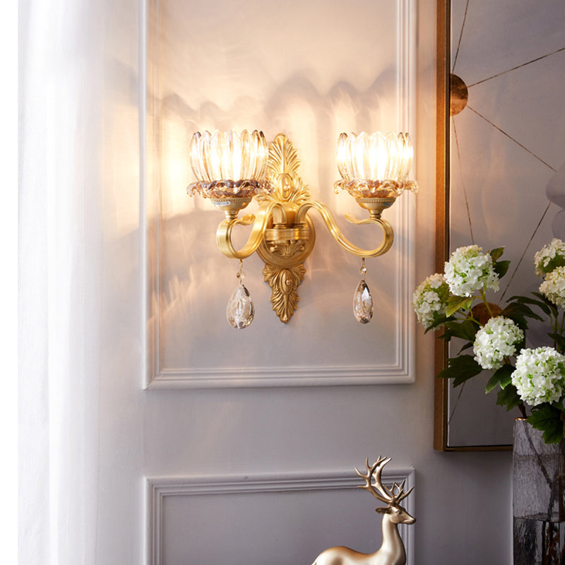 Modern Wall Sconce Household Wall Fixture with Crystal Shade for Bedroom Sitting Room